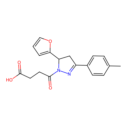 4-(5-Furan-2-yl-3-p-tolyl-4,5-dihydropyrazol-1-yl)-4-oxobutyric acid structure