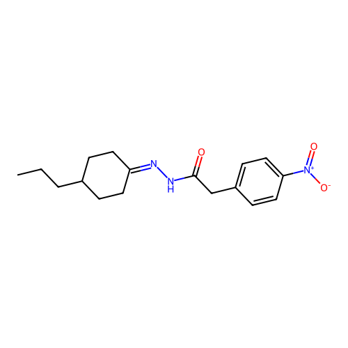 2-(4-nitrophenyl)-N'-(4-propylcyclohexylidene)acetohydrazide structure