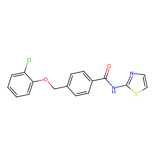 4-[(2-chlorophenoxy)methyl]-N-(1,3-thiazol-2-yl)benzamide structure
