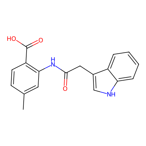 2-[[2-(1H-indol-3-yl)acetyl]amino]-4-methylbenzoic acid structure