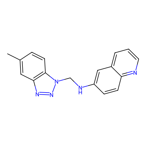 N-[(5-methyl-1H-benzotriazol-1-yl)methyl]quinolin-6-amine structure