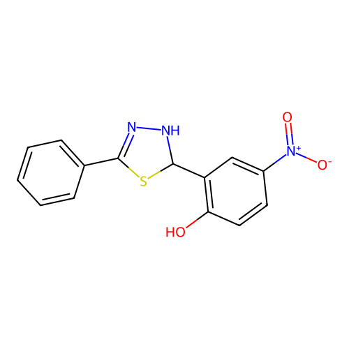 4-Nitro-2-(5-phenyl-2,3-dihydro-1,3,4-thiadiazol-2-yl)phenol structure