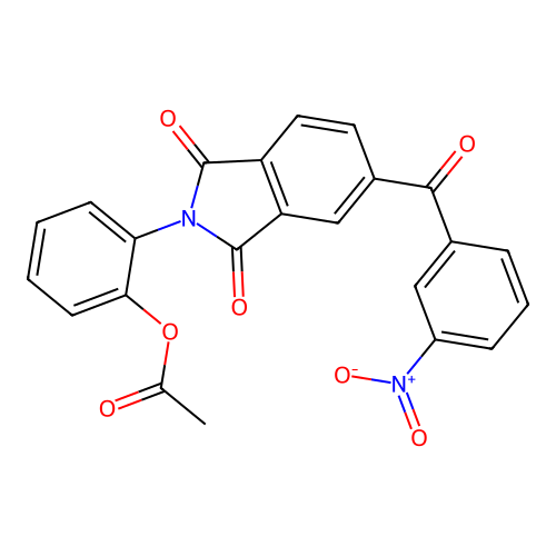 [2-[5-(3-nitrobenzoyl)-1,3-dioxoisoindol-2-yl]phenyl] acetate structure