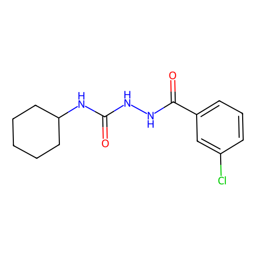 2-[(3-chlorophenyl)carbonyl]-N-cyclohexylhydrazinecarboxamide structure