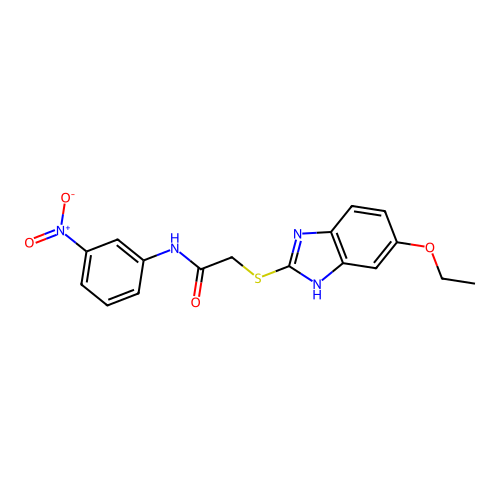 2-[(5-ethoxy-1H-benzimidazol-2-yl)sulfanyl]-N-(3-nitrophenyl)acetamide structure