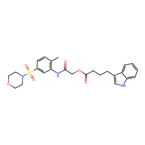 [2-(2-methyl-5-morpholin-4-ylsulfonylanilino)-2-oxoethyl] 4-(1H-indol-3-yl)butanoate structure