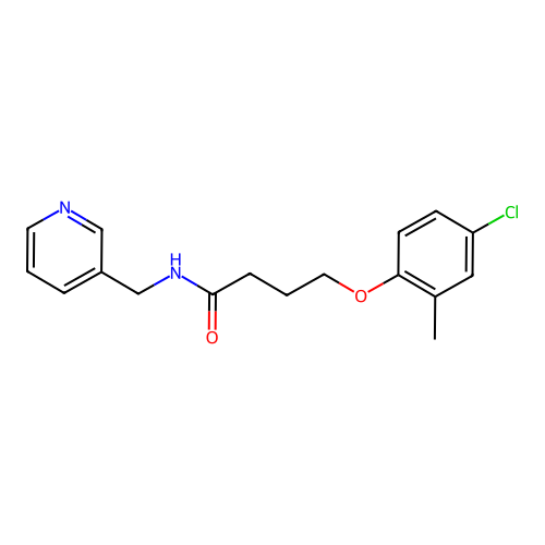 4-(4-chloro-2-methylphenoxy)-N-(pyridin-3-ylmethyl)butanamide structure