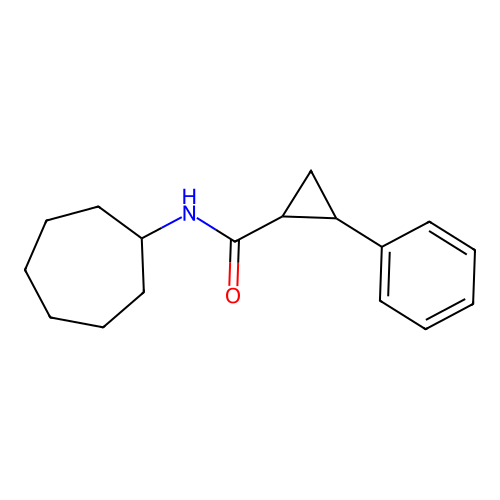 N-cycloheptyl-2-phenylcyclopropanecarboxamide structure