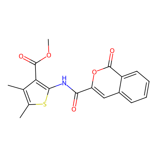 METHYL 4,5-DIMETHYL-2-(1-OXO-1H-ISOCHROMENE-3-AMIDO)THIOPHENE-3-CARBOXYLATE structure