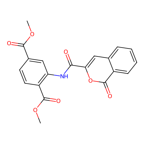 dimethyl 2-{[(1-oxo-1H-isochromen-3-yl)carbonyl]amino}terephthalate structure