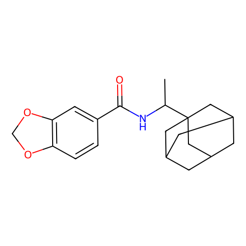 N-[1-(1-adamantyl)ethyl]-1,3-benzodioxole-5-carboxamide structure
