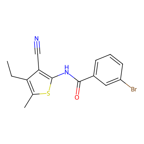 3-bromo-N-(3-cyano-4-ethyl-5-methylthiophen-2-yl)benzamide structure