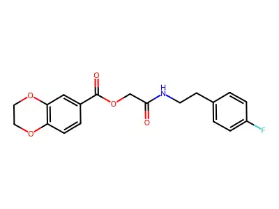 [2-[2-(4-fluorophenyl)ethylamino]-2-oxoethyl] 2,3-dihydro-1,4-benzodioxine-6-carboxylate structure