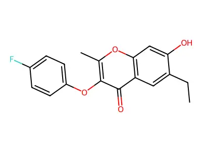 6-Ethyl-3-(4-fluoro-phenoxy)-7-hydroxy-2-methyl-chromen-4-one structure