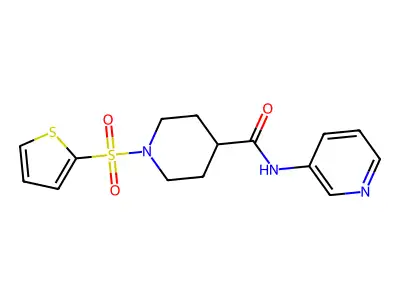 N-pyridin-3-yl-1-thiophen-2-ylsulfonylpiperidine-4-carboxamide structure