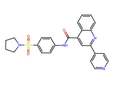2-(pyridin-4-yl)-N-[4-(pyrrolidine-1-sulfonyl)phenyl]quinoline-4-carboxamide structure