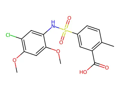 5-[(5-Chloro-2,4-dimethoxyphenyl)sulfamoyl]-2-methylbenzoic acid structure