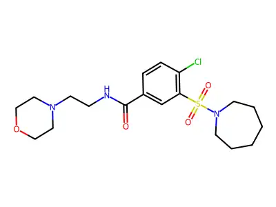 3-(azepan-1-ylsulfonyl)-4-chloro-N-(2-morpholin-4-ylethyl)benzamide structure