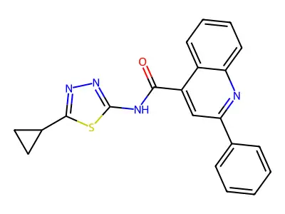N-(5-cyclopropyl-1,3,4-thiadiazol-2-yl)-2-phenylquinoline-4-carboxamide structure