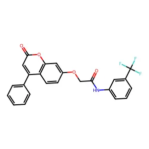 2-[(2-oxo-4-phenyl-2H-chromen-7-yl)oxy]-N-[3-(trifluoromethyl)phenyl]acetamide structure