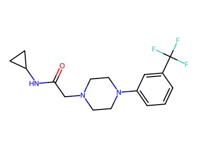 N-cyclopropyl-2-[4-[3-(trifluoromethyl)phenyl]piperazin-1-yl]acetamide structure