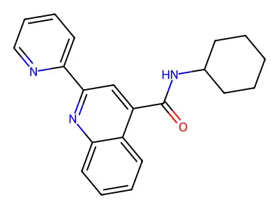 N-cyclohexyl-2-pyridin-2-ylquinoline-4-carboxamide structure