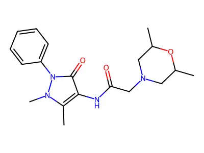2-(2,6-dimethylmorpholin-4-yl)-N-(1,5-dimethyl-3-oxo-2-phenylpyrazol-4-yl)acetamide structure