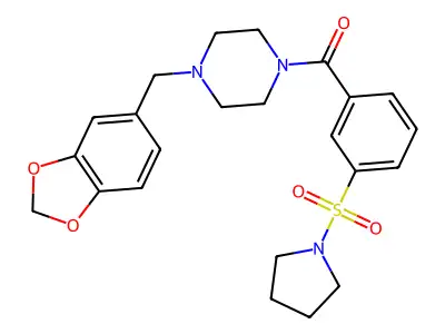 [4-(1,3-benzodioxol-5-ylmethyl)piperazin-1-yl]-(3-pyrrolidin-1-ylsulfonylphenyl)methanone structure