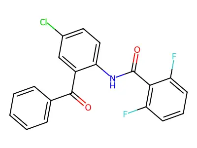 N-(2-benzoyl-4-chlorophenyl)-2,6-difluorobenzamide structure