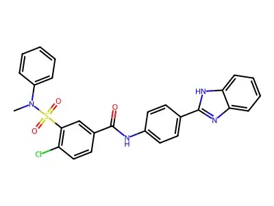 N-[4-(1H-benzimidazol-2-yl)phenyl]-4-chloro-3-[methyl(phenyl)sulfamoyl]benzamide structure