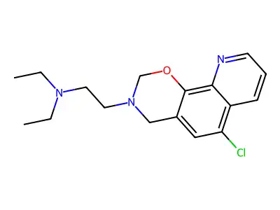 (2-{6-chloro-2H,3H,4H-[1,3]oxazino[5,6-h]quinolin-3-yl}ethyl)diethylamine structure