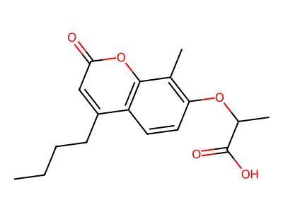 2-[(4-butyl-8-methyl-2-oxo-2H-chromen-7-yl)oxy]propanoic acid structure
