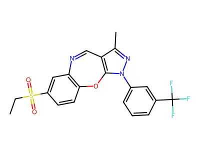 7-(Ethylsulfonyl)-3-methyl-1-[3-(trifluoromethyl)phenyl]-1H-pyrazolo[3,4-b][1,5]benzoxazepine structure