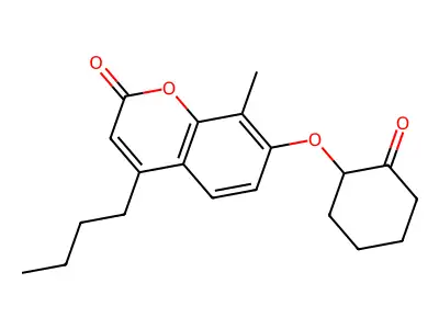 4-butyl-8-methyl-7-[(2-oxocyclohexyl)oxy]-2H-chromen-2-one structure