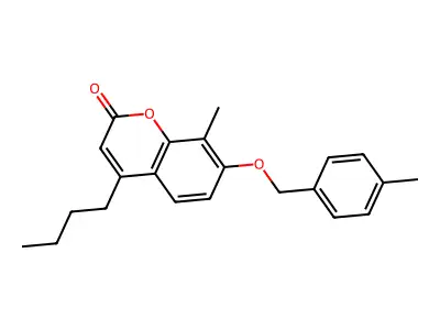 4-butyl-8-methyl-7-[(4-methylbenzyl)oxy]-2H-chromen-2-one structure