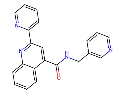 2-pyridin-2-yl-N-(pyridin-3-ylmethyl)quinoline-4-carboxamide structure
