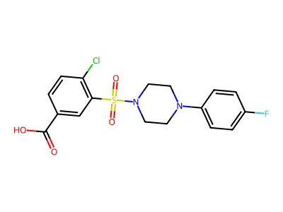 4-Chloro-3-((4-(4-fluorophenyl)piperazin-1-yl)sulfonyl)benzoic acid structure