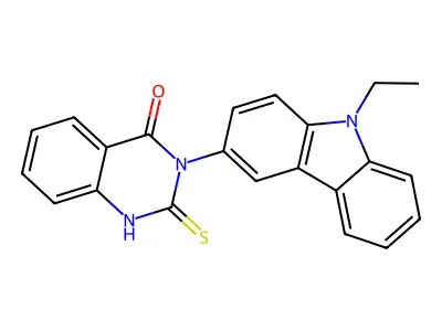 3-(9-ethyl-9H-carbazol-3-yl)-2-sulfanyl-3,4-dihydroquinazolin-4-one structure