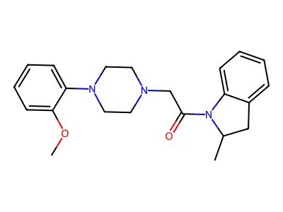 1-(2,3-Dihydro-2-methyl-1H-indol-1-yl)-2-[4-(2-methoxyphenyl)-1-piperazinyl]ethanone structure