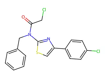 N-benzyl-2-chloro-N-[4-(4-chlorophenyl)-1,3-thiazol-2-yl]acetamide structure