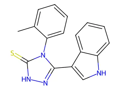 3-(1H-indol-3-yl)-4-(2-methylphenyl)-4,5-dihydro-1H-1,2,4-triazole-5-thione structure