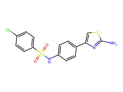 N-[4-(2-amino-1,3-thiazol-4-yl)phenyl]-4-chlorobenzene-1-sulfonamide structure