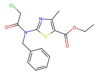 ethyl 2-(N-benzyl-2-chloroacetamido)-4-methyl-1,3-thiazole-5-carboxylate structure