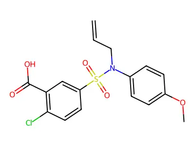 5-[Allyl-(4-methoxy-phenyl)-sulfamoyl]-2-chloro-benzoic acid structure