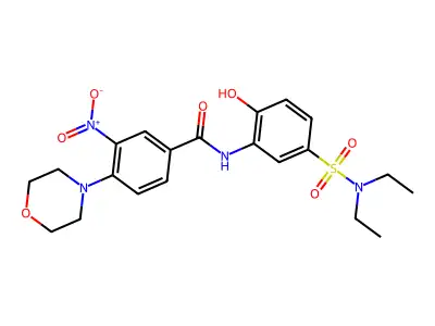 N-[5-(diethylsulfamoyl)-2-hydroxyphenyl]-4-(morpholin-4-yl)-3-nitrobenzamide structure