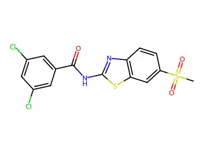 3,5-dichloro-N-(6-(methylsulfonyl)benzo[d]thiazol-2-yl)benzamide structure