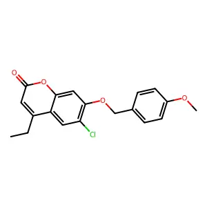 6-chloro-4-ethyl-7-[(4-methoxybenzyl)oxy]-2H-chromen-2-one structure
