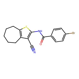 4-bromo-N-(3-cyano-5,6,7,8-tetrahydro-4H-cyclohepta[b]thiophen-2-yl)benzamide structure