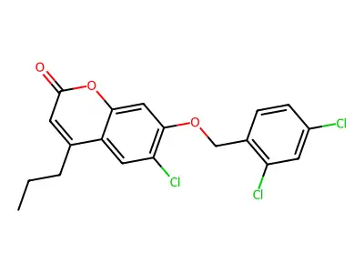 6-chloro-7-[(2,4-dichlorobenzyl)oxy]-4-propyl-2H-chromen-2-one structure