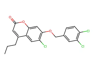 6-chloro-7-[(3,4-dichlorobenzyl)oxy]-4-propyl-2H-chromen-2-one structure